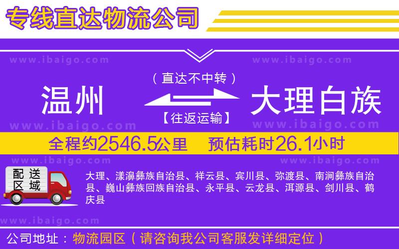 溫州到大理白族自治州貨運(yùn)公司