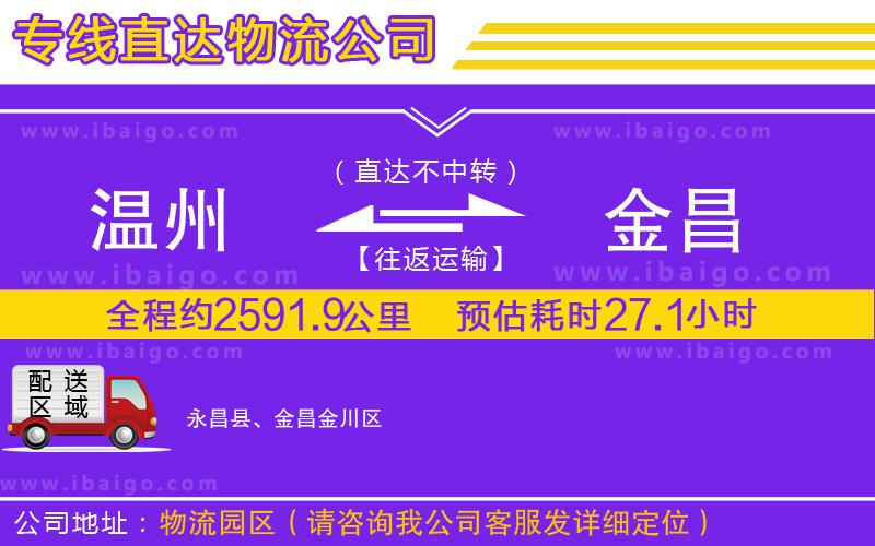 溫州到金昌物流專線