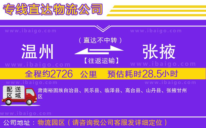 溫州到張掖物流公司