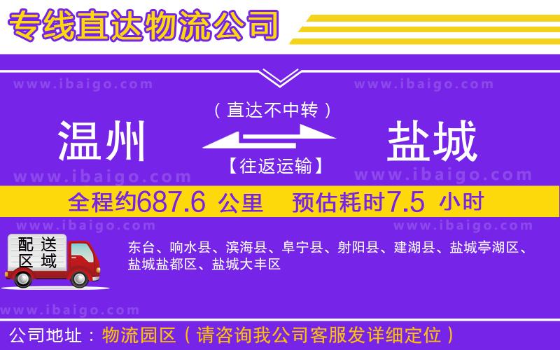 溫州到鹽城物流