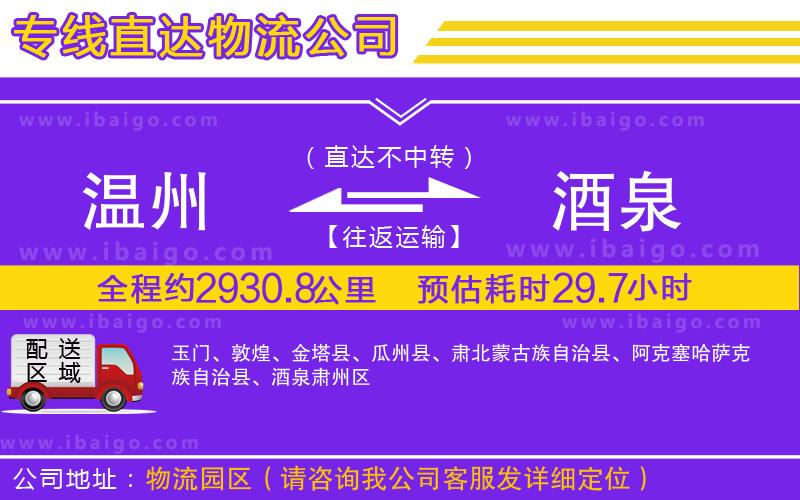 溫州到酒泉貨運公司