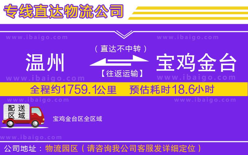 溫州到寶雞金臺(tái)區(qū)貨運(yùn)公司