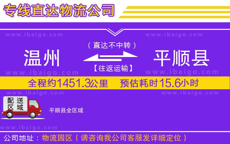 溫州到平順縣物流專線
