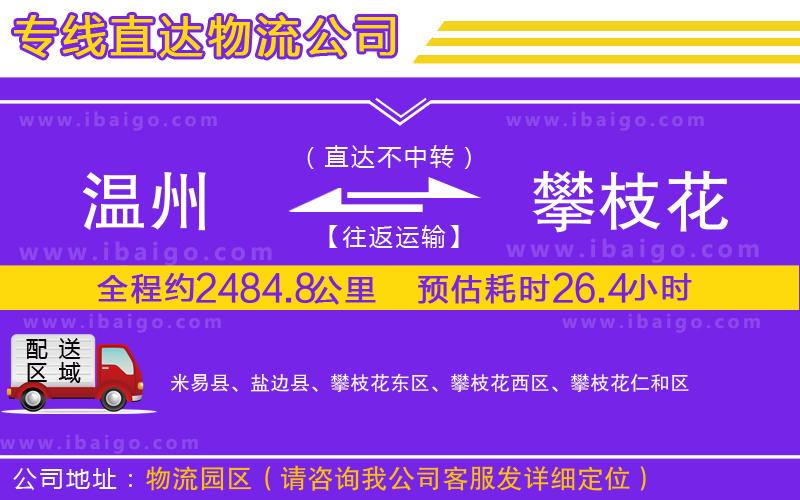 溫州到攀枝花物流