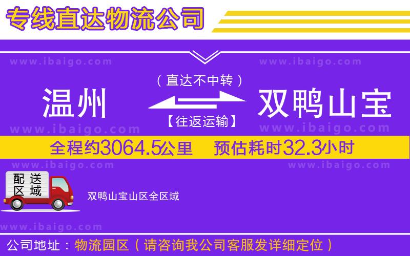 溫州到雙鴨山寶山區(qū)貨運公司