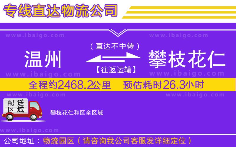 溫州到攀枝花仁和區(qū)物流